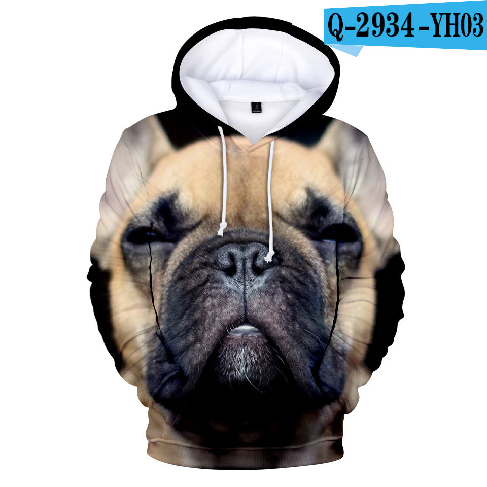 3D Printed Hoodie with French Bulldog Design for Adults