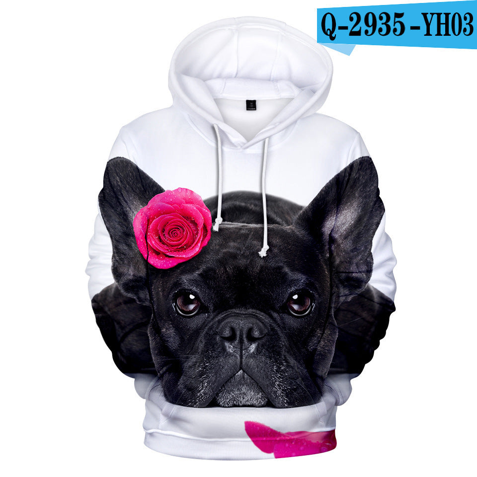 3D Printed Hoodie with French Bulldog Design for Adults