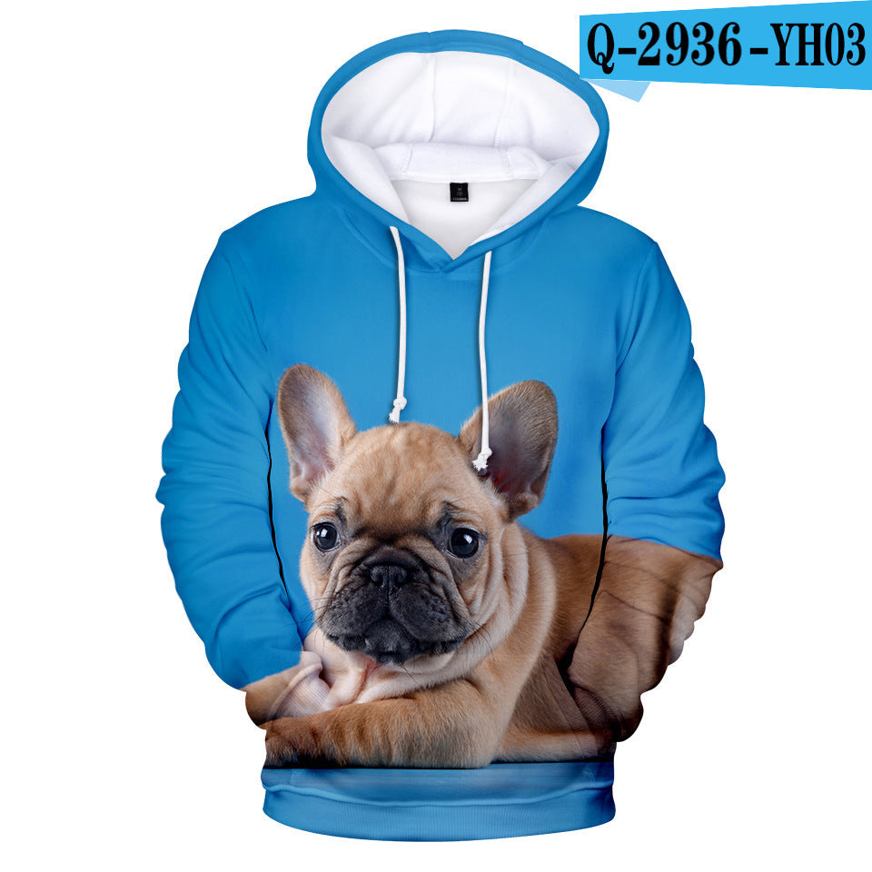 3D Printed Hoodie with French Bulldog Design for Adults