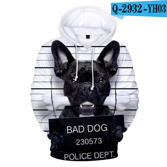3D Printed Hoodie with French Bulldog Design for Adults