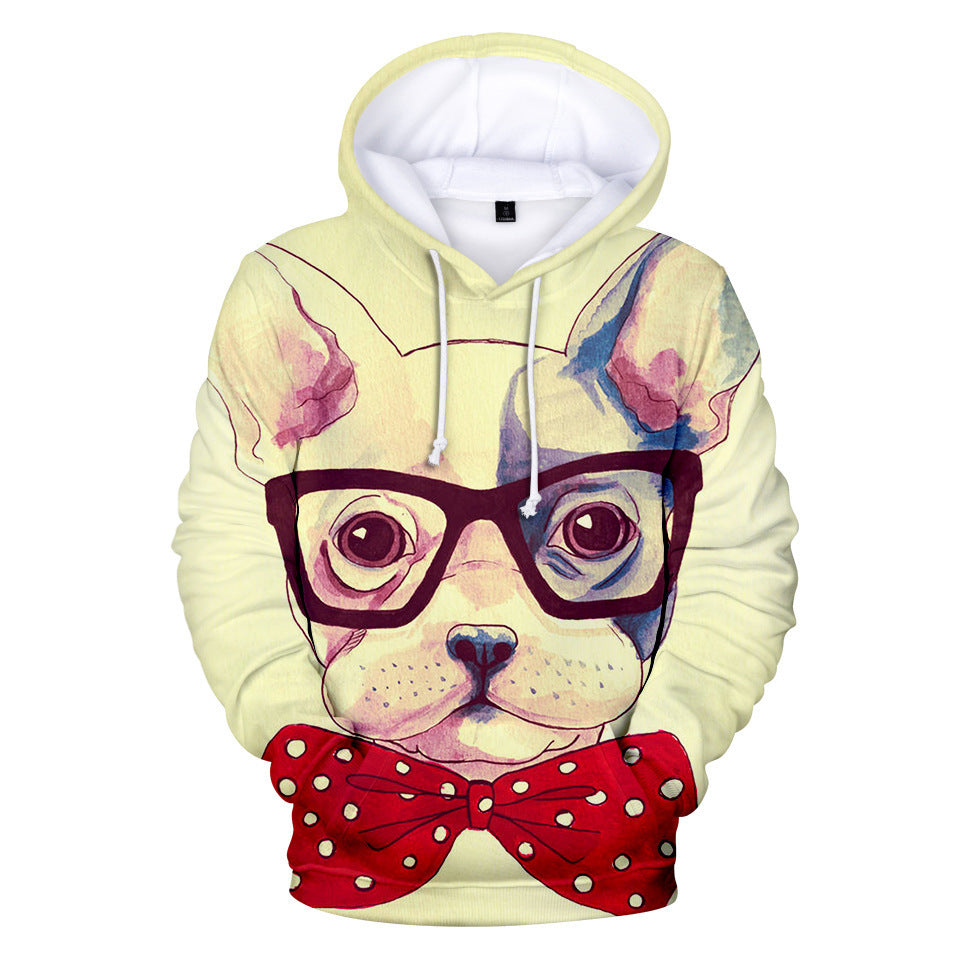 3D Printed Hoodie with French Bulldog Design for Adults