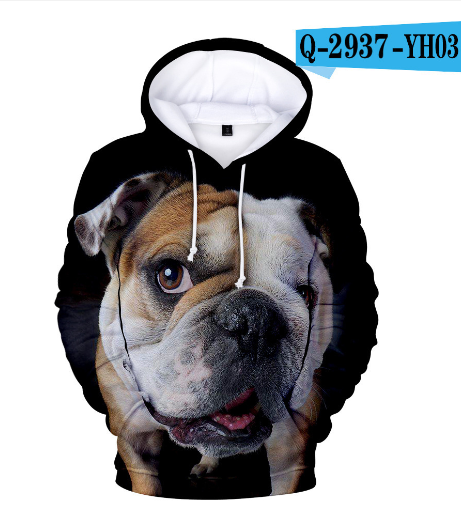 3D Printed Hoodie with French Bulldog Design for Adults