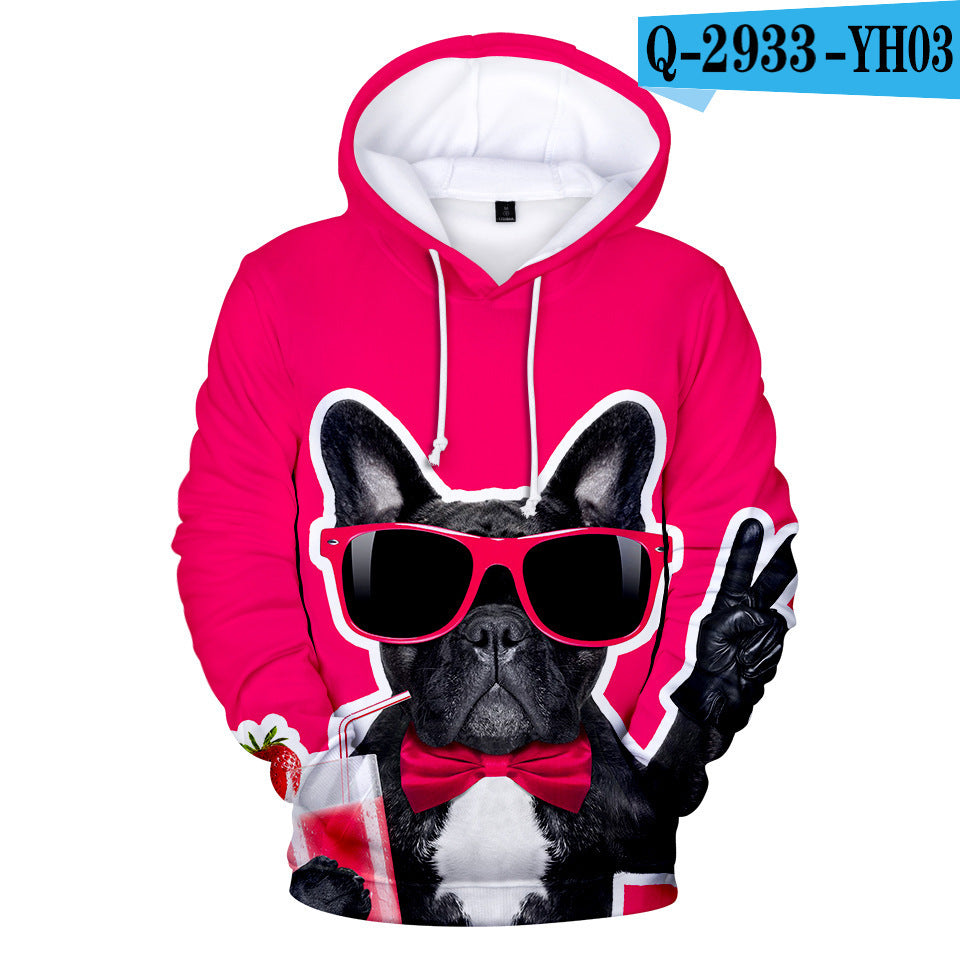 3D Printed Hoodie with French Bulldog Design for Adults