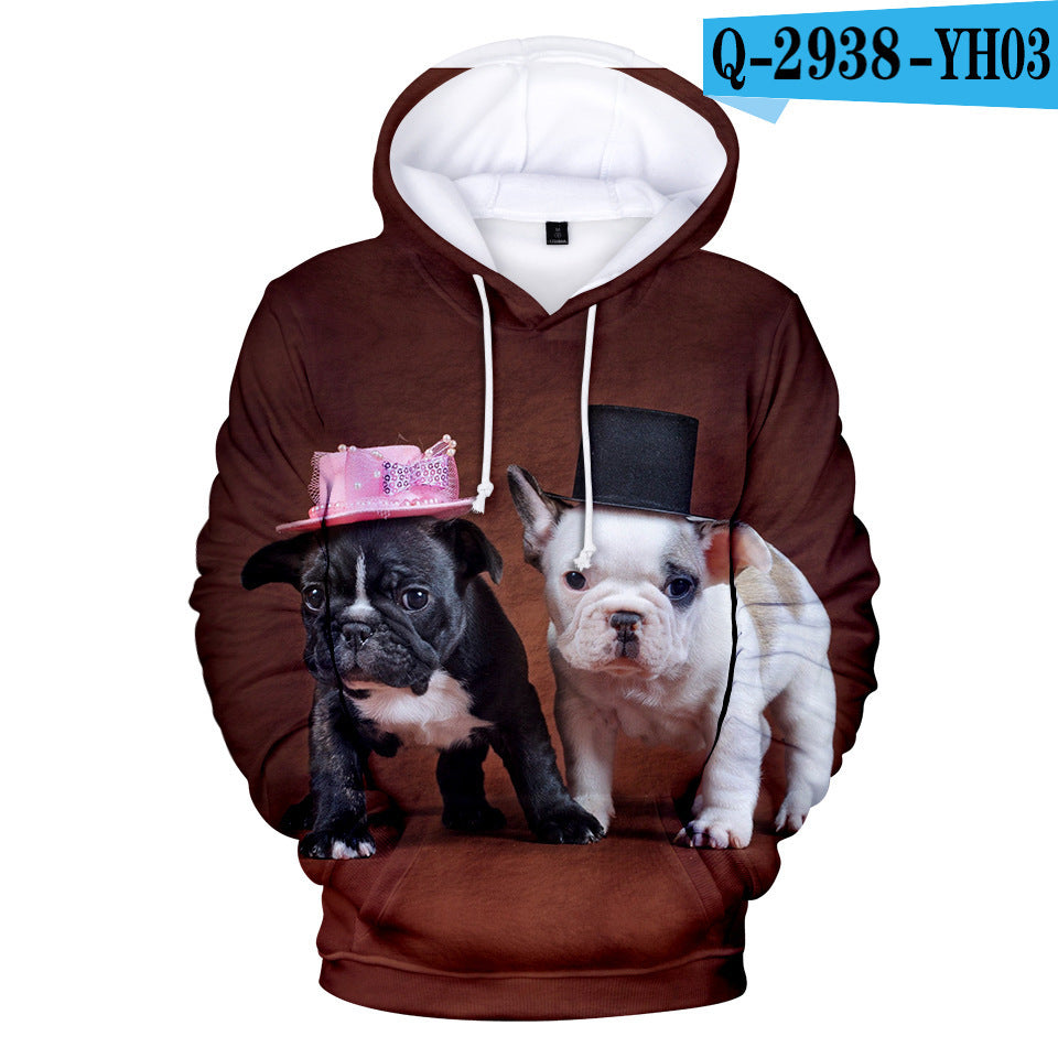 3D Printed Hoodie with French Bulldog Design for Adults